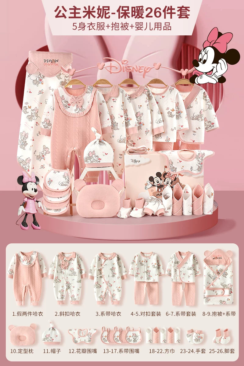 Qız uşaqları üçün Disney körpə geyimləri hədiyyə qutusu dəsti, yeni doğulmuş körpələr və tam aylıq qeyd etmələr üçün yüksək səviyyəli bir hədiyyə.