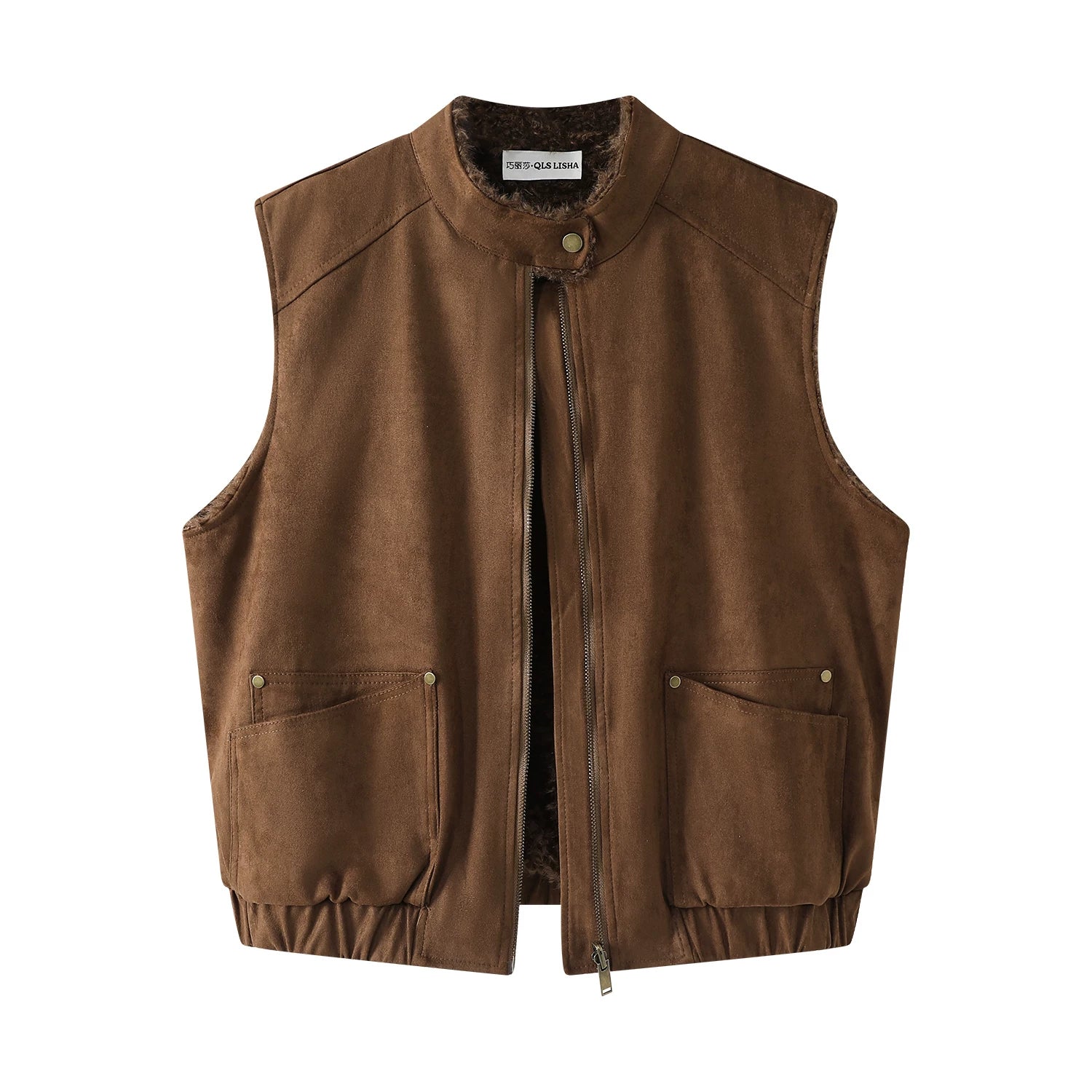 Chorlisa Qadınlar üçün Koreya Qəşəng Geriyə Bərpa Olunan Jilet, Payız/Qış Retro Quzu Yunlu Üst Geyim, Dəbli və Dəbli