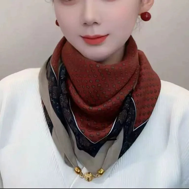 Maqnit Tokalı Eşarp 2025 Yeni Payız və Qış Universal İsti yaylıq Retro Moda Kiçik Kvadrat Eşarp