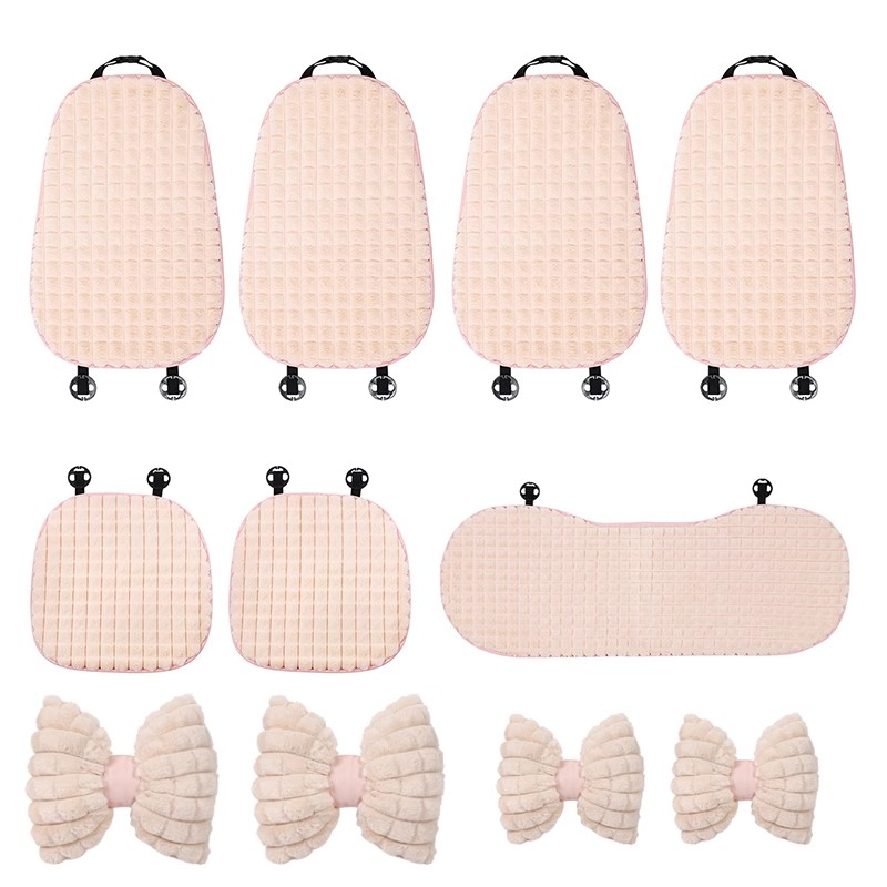 Soft warm lumbar support car seat cushion for winter, universal car interior back seat cover, non-slip car mat for women.