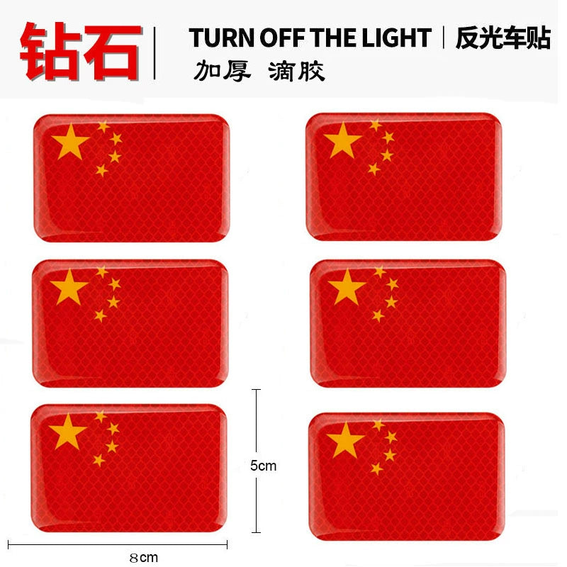 3D Qırmızı Bayraq Bamper Etiketləri Şəxsiyyət Etiketləri Qalınlaşmış Epoksi Yansıtıcı Bayraq Etiketi Suya davamlı Çizilmə Qapağı Qapağı