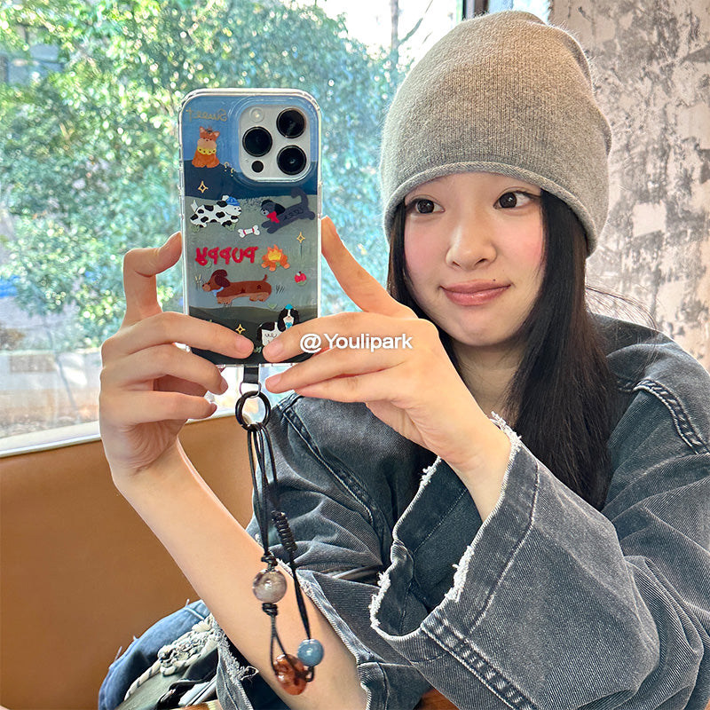Yuri Park ins sevimli qız niş yağlı boya iti 15 17pro Apple 17ProMax mobil telefon qutusu iPhone16 hər şey daxil 17 yeni stil 14Promax qoruyucu örtük 13 yumşaq lent