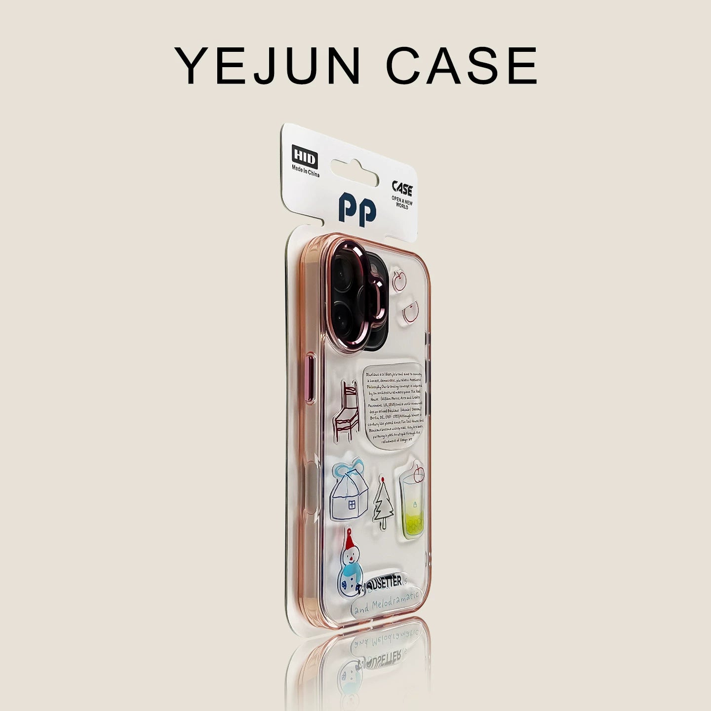 Yejun iphone16/16pro mobil telefon qutusu üçün uyğundur 17 şəffaf çəhrayı qar adamı alma 16promax sərt qabıq yumşaq kənar 15pro böyük dəlik 14 yaradıcı cüt 13 internet ünlü 12 metal düymə 16plus