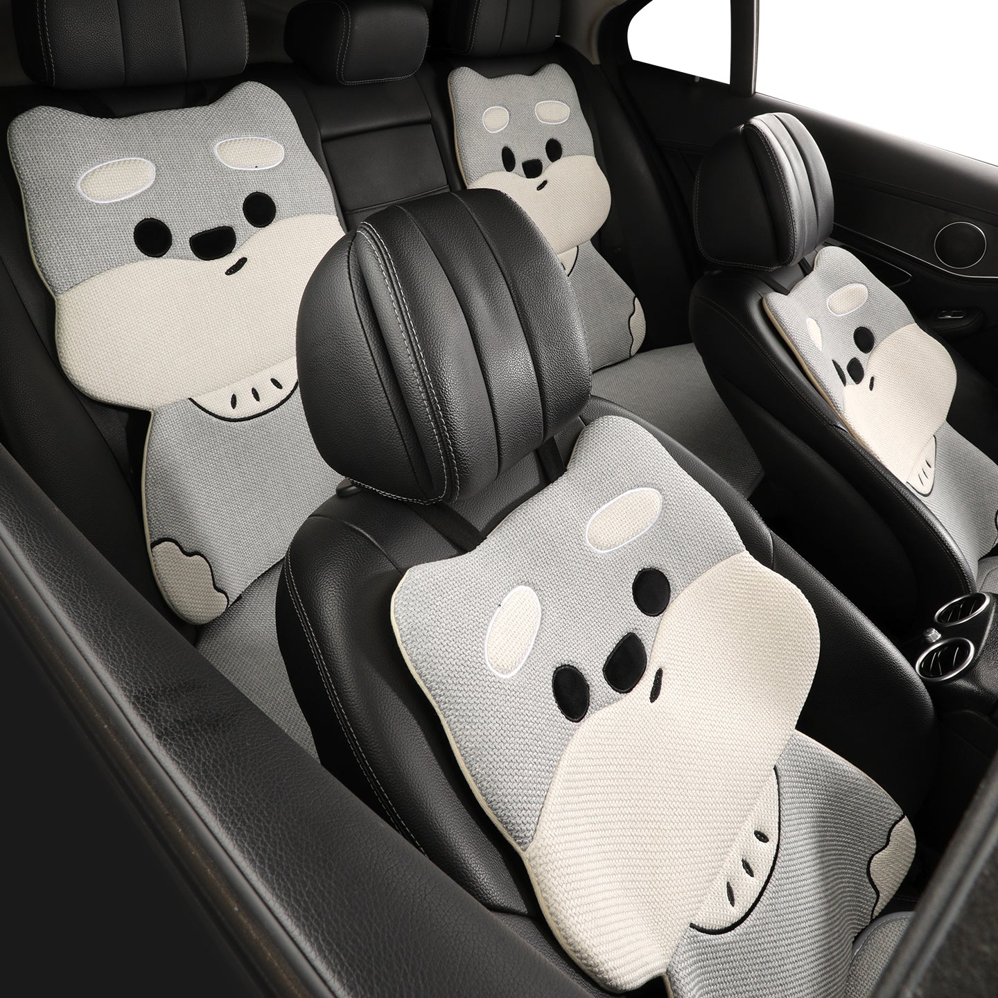 All-season cotton and linen car seat cushions, cute cartoon seat covers for girls, breathable, semi-enclosed, universal decorative cushions for fall and winter.