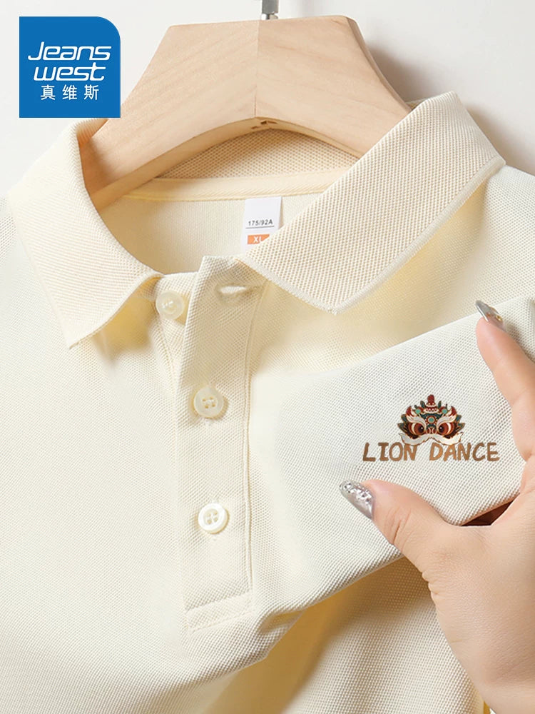 Jeanswest 2026 yeni kişilər üçün qısaqol polo köynək yay yaxa nazik milli trend oğlanlar üçün çox yönlü yarımqol köynək