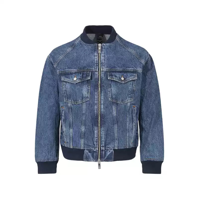 AX Armani New Men's Baseball Collar Bomber Jacket Denim Jacket 3DZBG1 Z1Y4Z