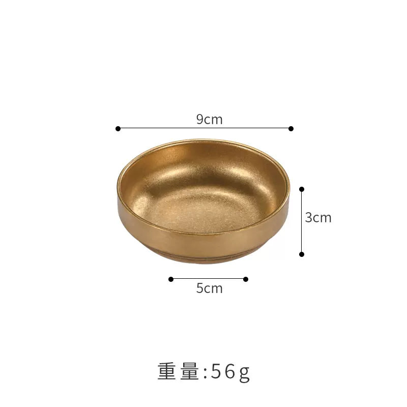 Retro 304 paslanmayan poladdan hazırlanmış sous qabı Koreya qızılı kimchi qabı barbekü dükanı kiçik qab qabı köhnə kiçik kasa daldırma qabı