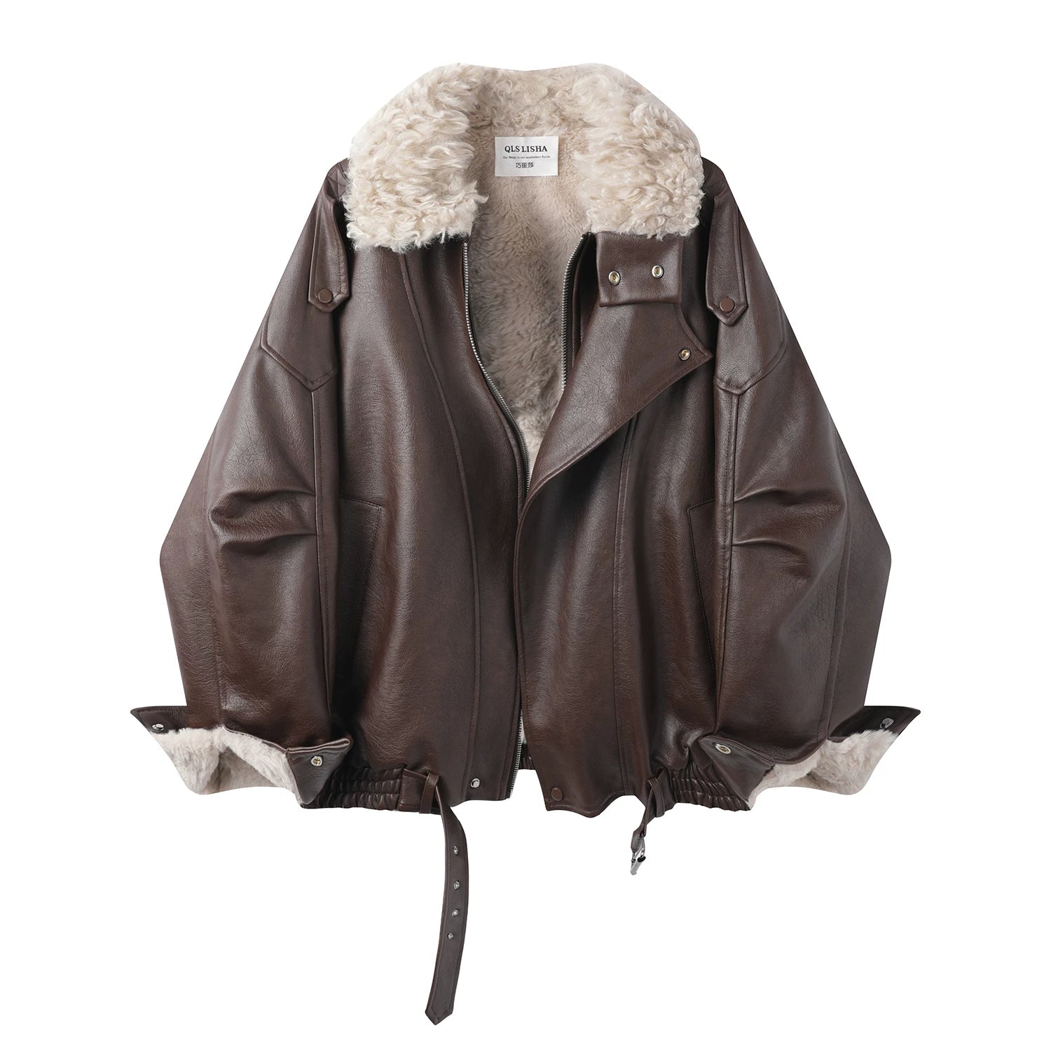Cholisa Payız/Qış Yun astarlı Qalın İsti Qadın Motosiklet Gödəkçəsi, Bu İlin Populyar Maillard Dəri Gödəkçəsi