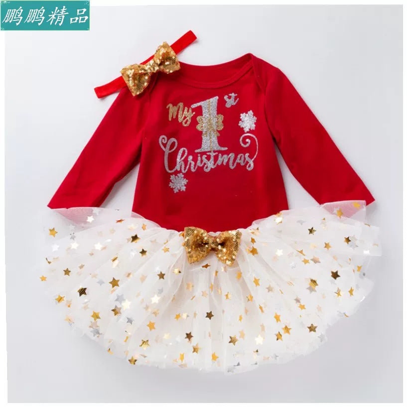 Uşaq geyimləri, uşaq Milad kostyumu, körpə geyimi uzun Milad donu