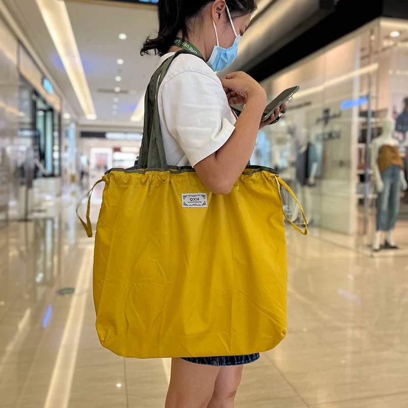 Böyük tutumlu qatlanan supermarket alış-veriş çantası portativ ekoloji cəhətdən təmiz çanta suya davamlı moda alış-veriş çantası səyahət saxlama çantası