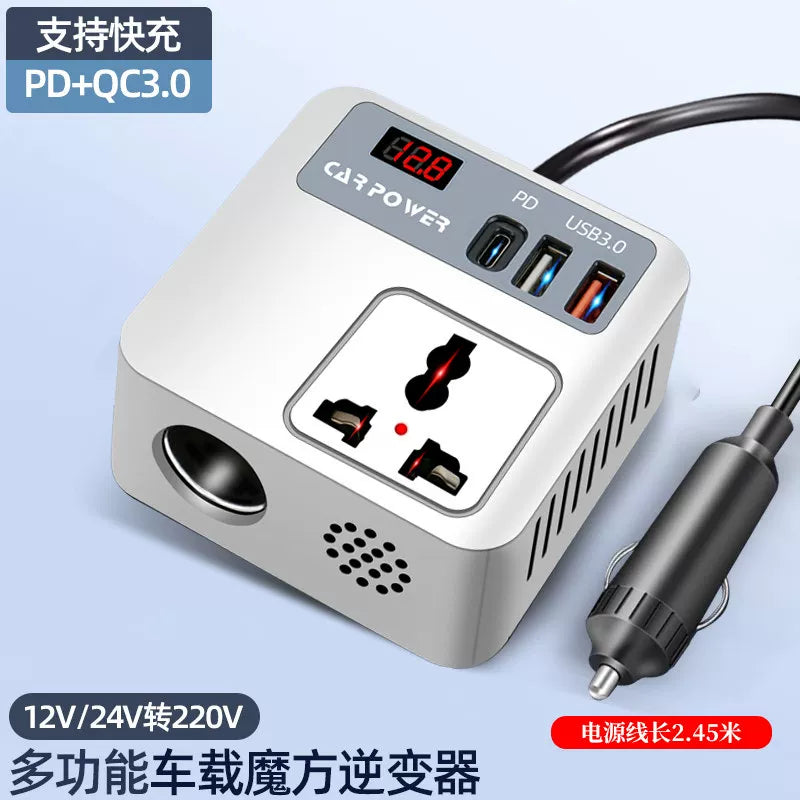 Universal USB şarj yuvası olan avtomobil inverteri 12V/24V-dən 220V-ə qədər yüksək güclü gücləndirici çevirici