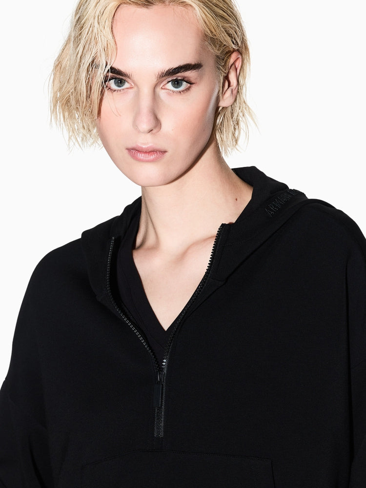 ARMANI EXCHANGE / Armani Winter New Women's Hooded Half-Zip Sweater Loose Sports Shirt