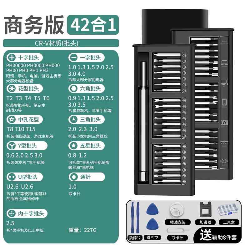 Dəqiq tornavida dəsti, mobil telefonlar, kompüterlər və noutbuklar üçün peşəkar təmir və sökülmə alətləri, toz təmizləyiciləri və kiçik məişət tornavidaları.