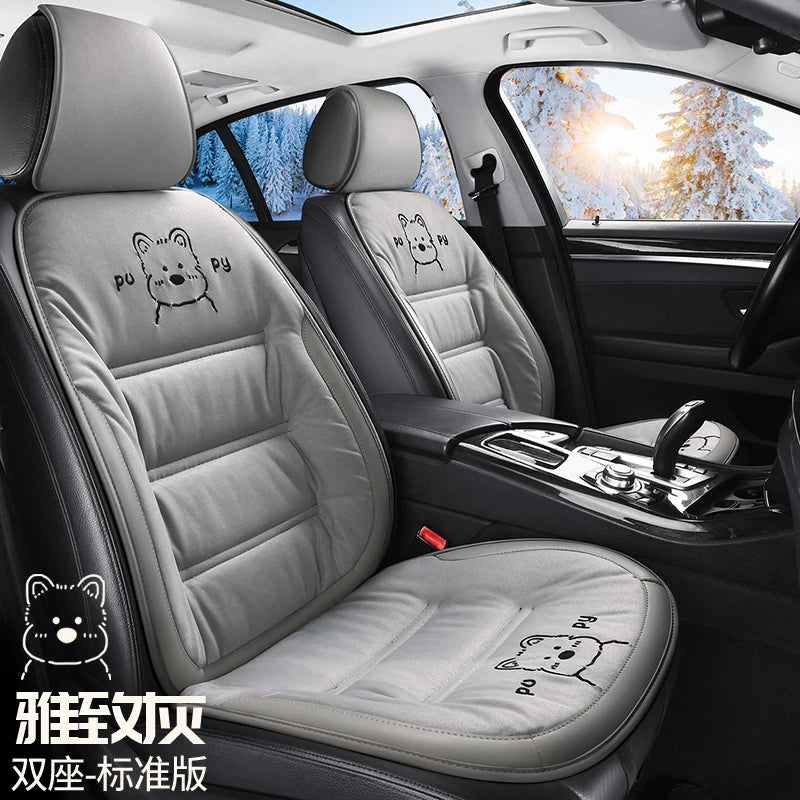 Avtomobil oturacaq üzləri, qışda isinən oturacaq üzləri, qalınlaşdırılmış yumşaq, 2025 yeni cizgi filmi stili, sürətli isitmə və isinmə arxa oturacaq üzləri