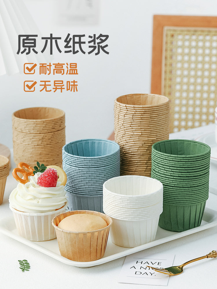 Cupcake fincanı kağız qabı rulon ağızlı ağ yüksək temperaturlu soba üçün xüsusi məişət kiçik muffin fincanı çörəkçilik qəlibi qabı
