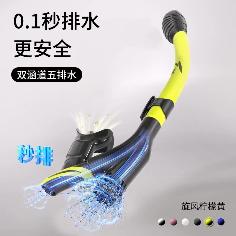 TUO şnorkel və dalğıc avadanlığı boğulma əleyhinə tam quru sualtı tənəffüs borusu silikon skuba snorkeling Sambo respiratoru