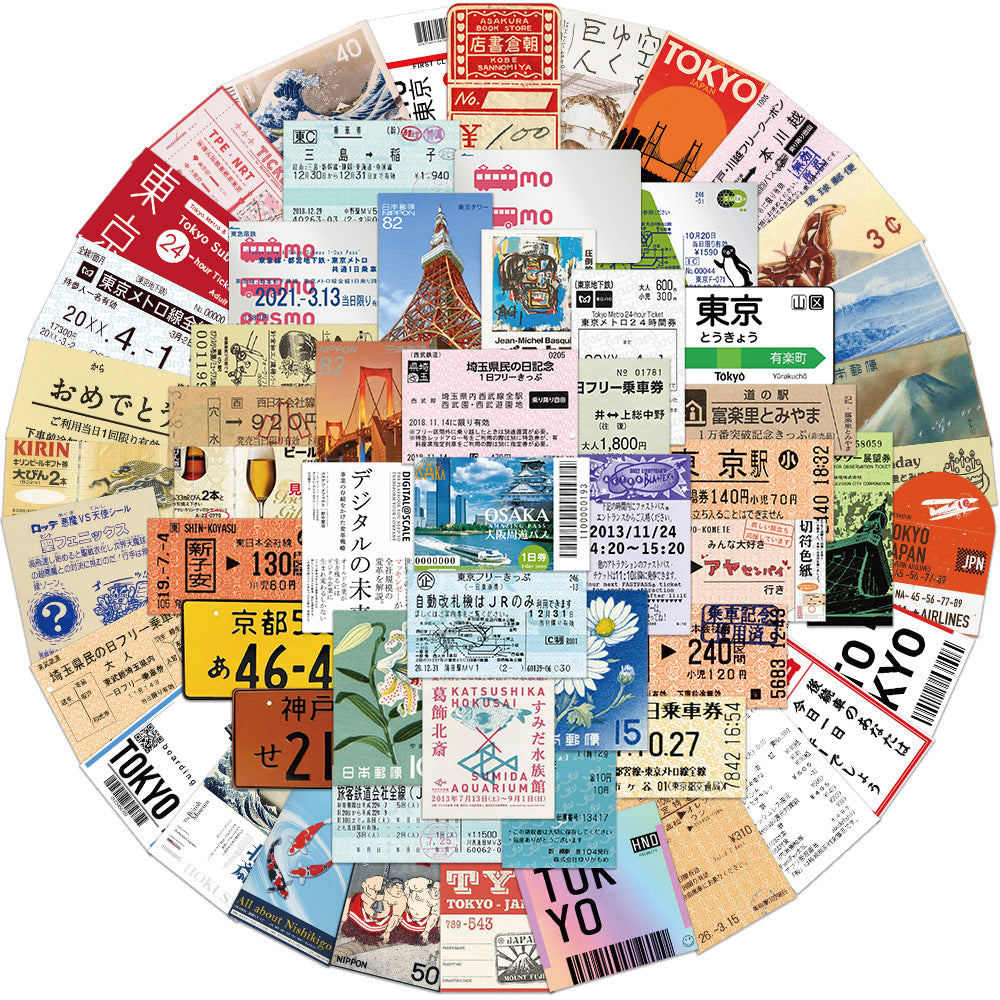 60 Yapon Tokio çamadanı avtomobil ştampları kreativ stikerlər noutbuk su fincanı cib telefonu dəbilqəsi stikerləri