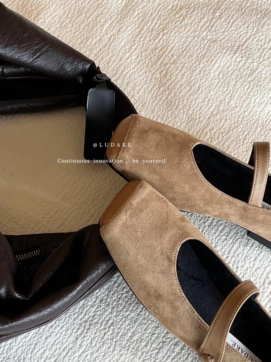 JINXINGQI Retro Zamşa Kvadrat Barmaqlı Mary Jane Ayaqqabıları, Kəmərli Qayışla - Fransız Qəşəng və Çoxfunksiyalı Düz Ayaqqabılar