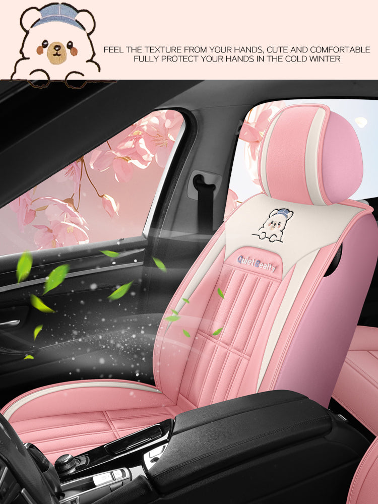 Qış üçün peluş avtomobil oturacağı yastıqları, tam örtüklü avtomobil oturacağı üzlükləri, qalınlaşdırılmış və qış üçün isti, rahat qısa peluş oturacaq yastıqları