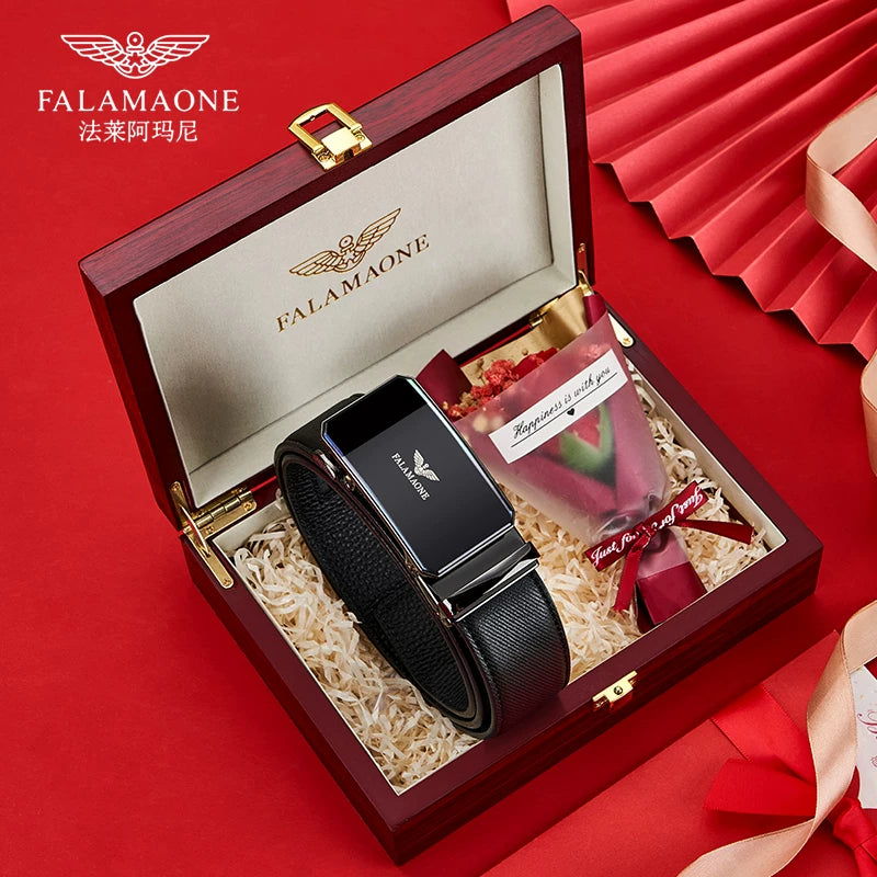 Falley Armani Kişilər üçün Orijinal Dəri Avtomatik Toka Gündəlik Moda Kəməri Çoxfunksiyalı Şalvar Kəməri Yüksək Səviyyəli Hədiyyə Şalvar Kəməri