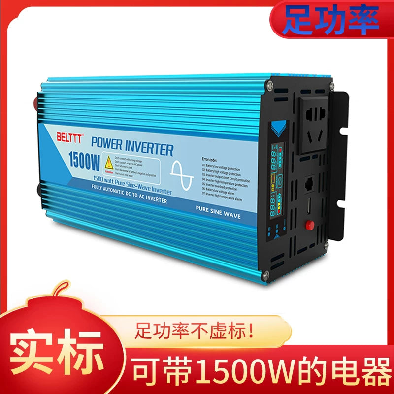 Vehicle inverter converter, 12V/24V to 220V high power pure sine wave inverter, truck and car inverter.