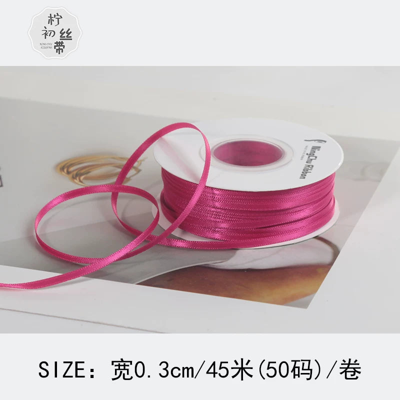 0,3 sm şifrəli iki tərəfli polyester lent toy yayı yüksək səviyyəli hədiyyə qablaşdırma ipək lent 3 mm nazik lent - 2