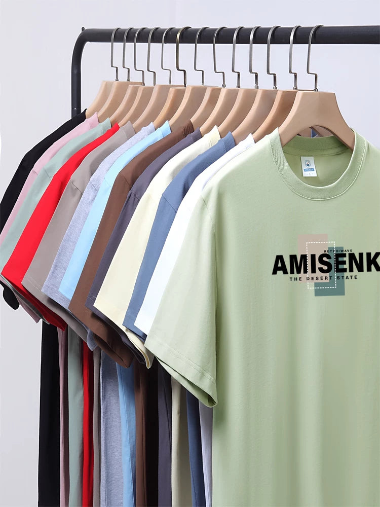Yay yeni 220 q Sincan ağır çəkili qısaqol kişi köynəyi təmiz pambıq dəyirmi boyun boş moda çox yönlü ins dibli köynək