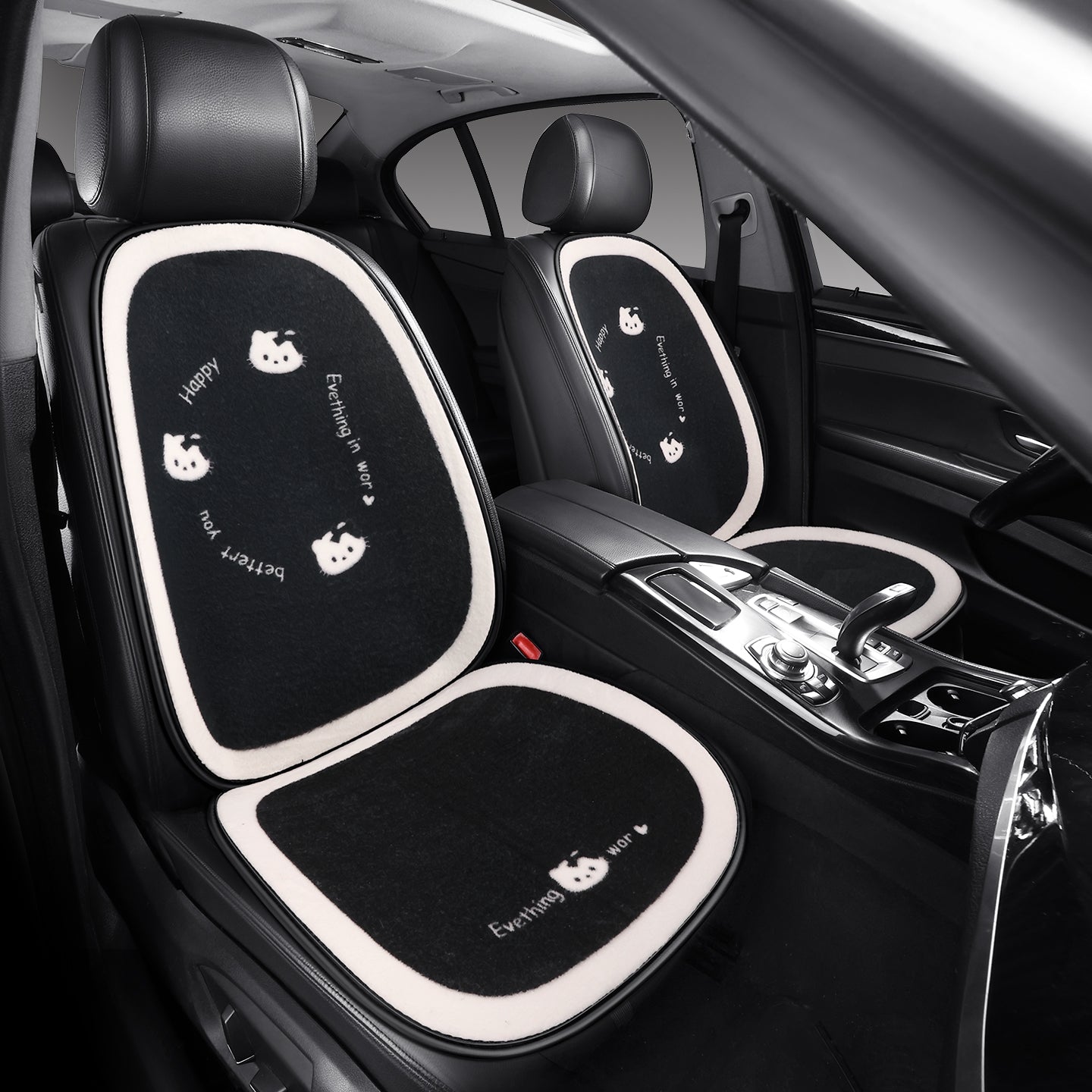 Cartoon cat little cat design winter car seat cushion, short, soft, warm and thick, cute for girls, semi-covered seat cushion.