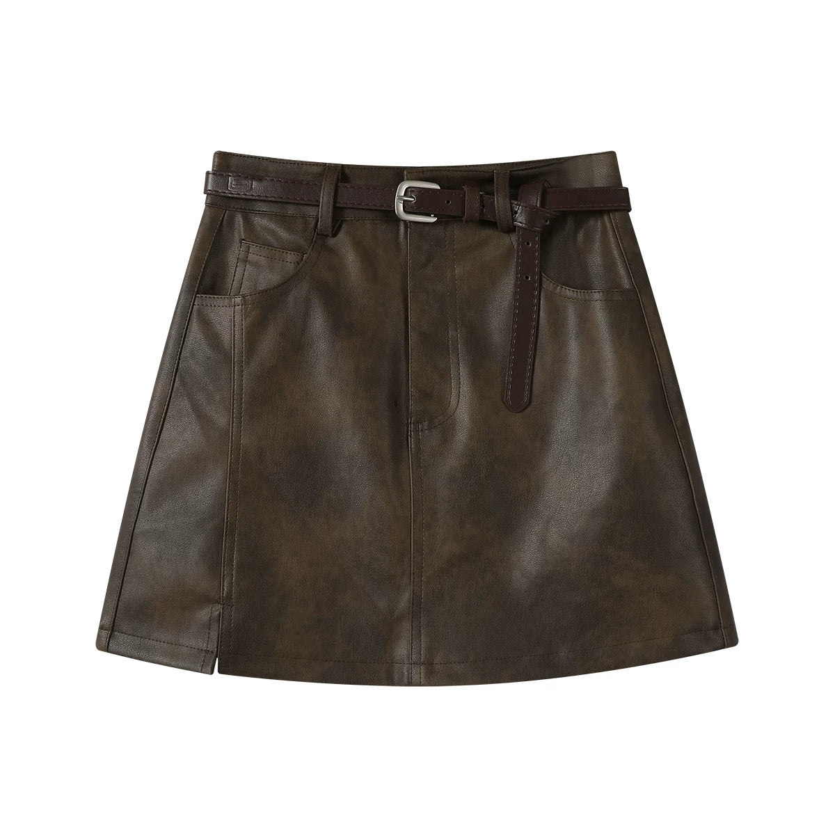 Cholisa 2026 Yaz/Payız Yeni Dəbli və Zərif Qadın Midi Ətəyi, Super Gözəl Yüksək Belli A-Xəttli Çoxfunksiyalı Dəri Mini Ətək