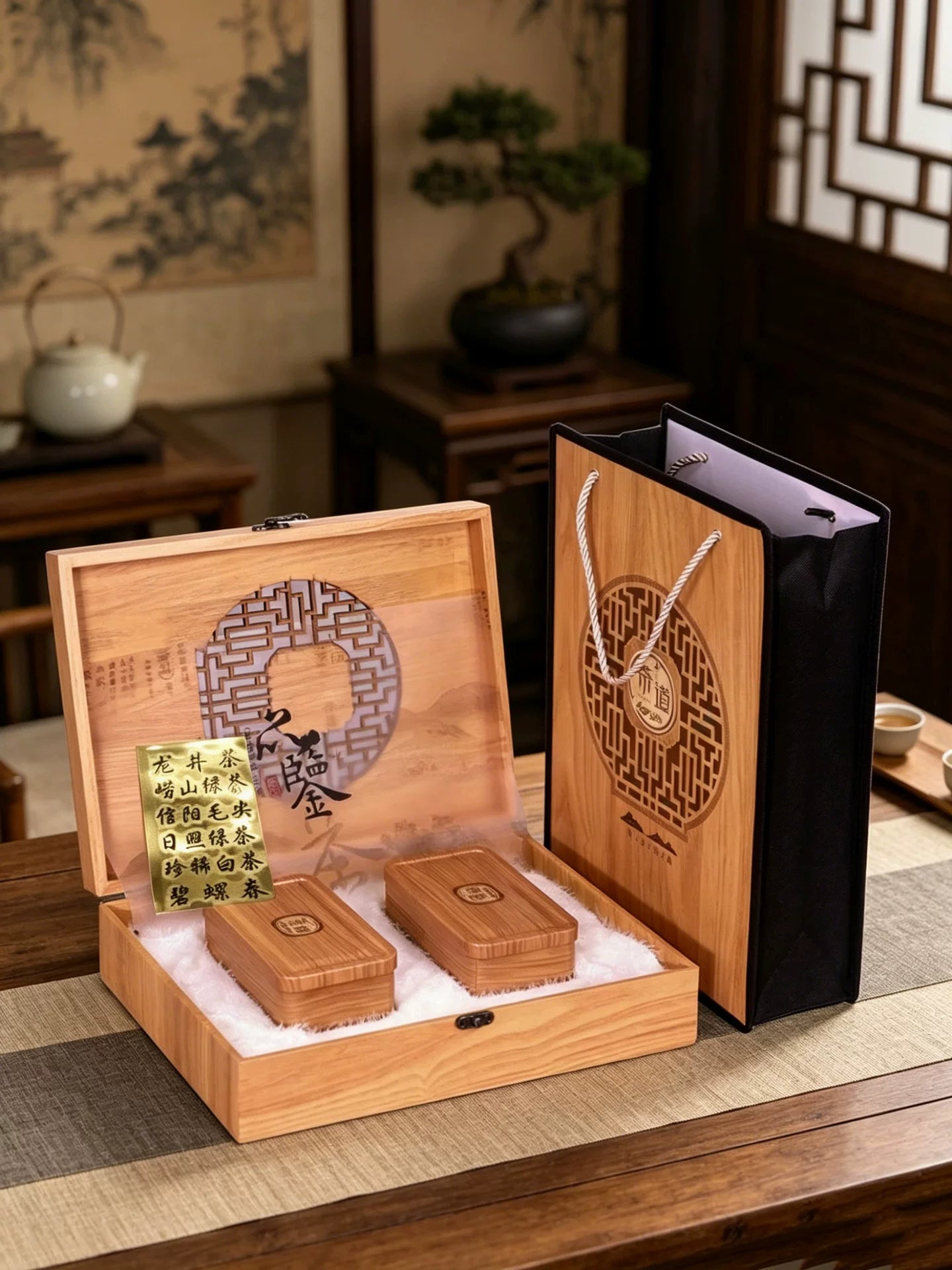 Universal çay qablaşdırma hədiyyə qutusu qalay taxta taxıl qara çay boş qutu Longjing qaya çayı yaşıl çay Biluochun hədiyyə qutusu