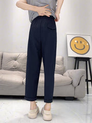 Qadınlar üçün böyük ölçülü düz ayaqlı gündəlik şalvar, yay üslubunda, nazik, armud formalı, arıqladıcı, kiçik, yüksək belli, qısa, dar ayaqlı, enli ayaqlı şalvar