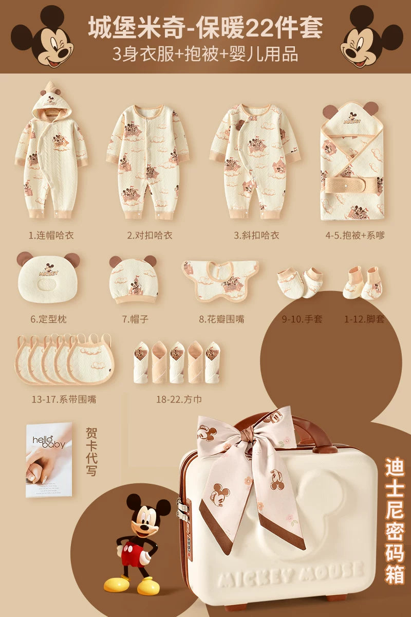 Disney körpə hədiyyə dəsti, yeni doğulmuş körpə üçün geyimlər, körpənin dolunay bayramı hədiyyəsi, yüksək səviyyəli körpə ləvazimatları