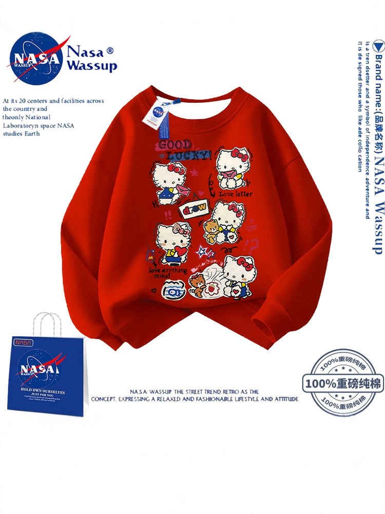 NASA Şirin Cizgi Filmi Pişik Pişik Sviteri Qızlar üçün, Yeni Yaz/Payız/Qış Stilində, Çoxfunksiyalı Boş Oturacaqlı, Ana-Qız Geyimi