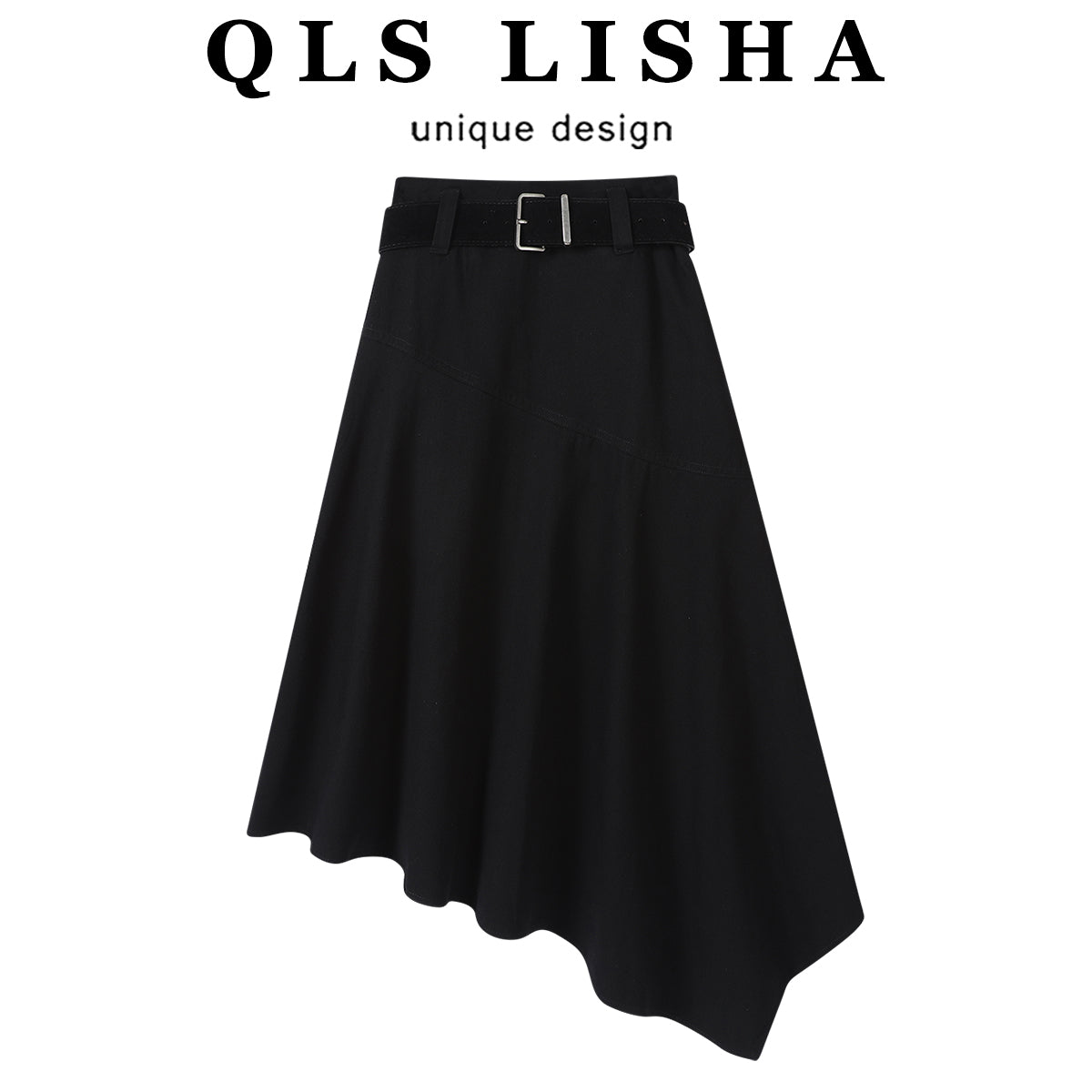 Cholisa Yaz və Payız Çoxfunksiyalı Zərif Midi Ətək Qadınlar üçün 2026 Yeni Qara Düzensiz Yüksək Bel Ətək