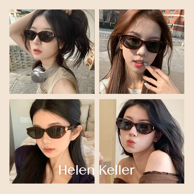 [Coco Mirror] Helen Keller Cat Eye Qadın Trendy Dar Çərçivə Anti-UV Günəş Eynəyi H2606
