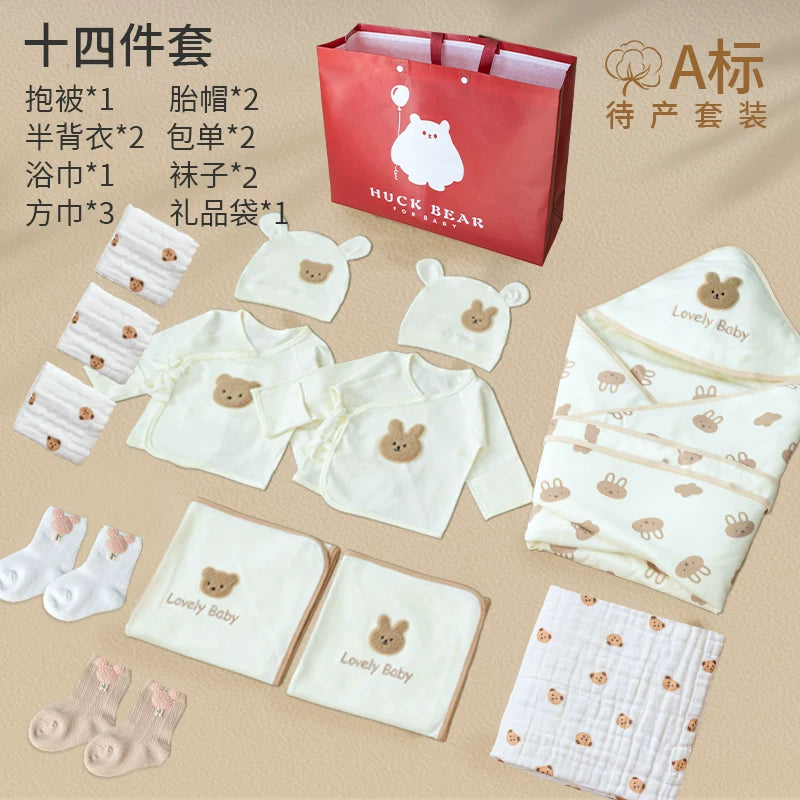 Doğum çantası dəsti, ana və körpə üçün tam dəst, ilan körpəsi üçün yorğan, təmiz pambıq, yay və payız/qış doğum evinə qəbul üçün uyğundur.