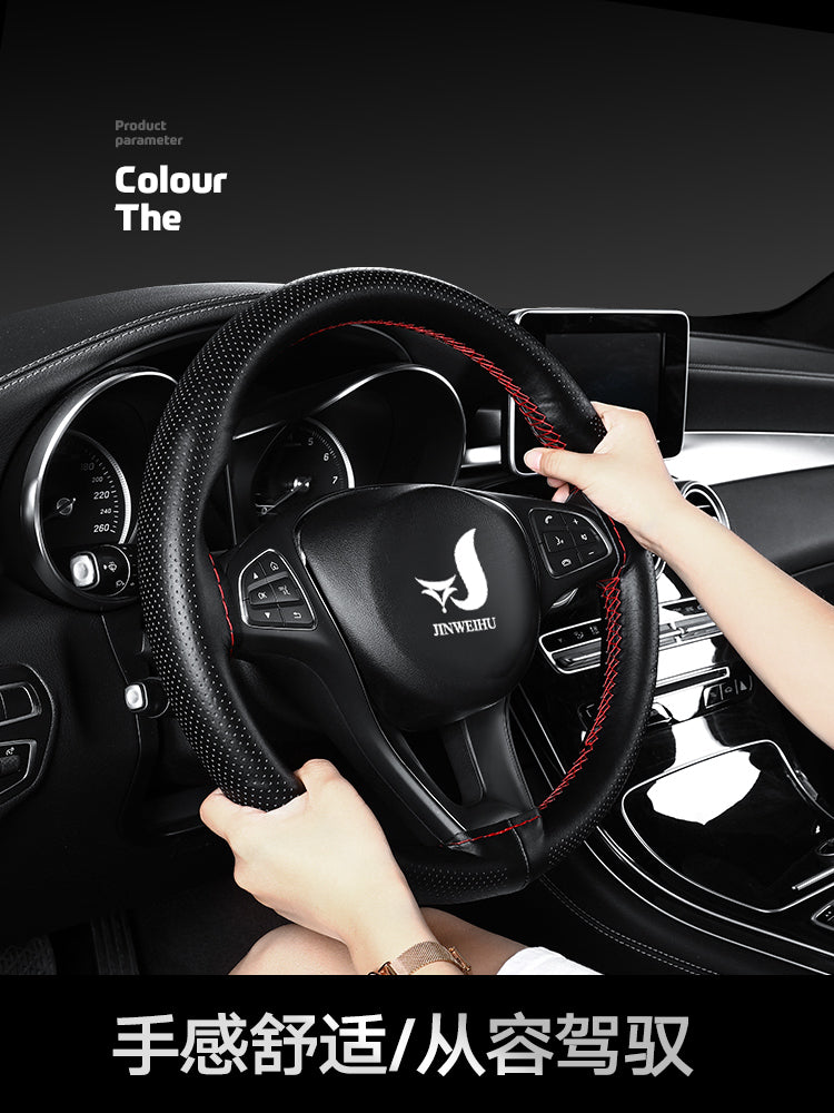 Toyota Sienna orijinal dəridən əl ilə tikilmiş sükan örtüyü, avtomobil sükan örtüyü, inək dərisindən tikilmiş dəri örtük, ultra nazik, bütün fəsillər üçün uyğundur.