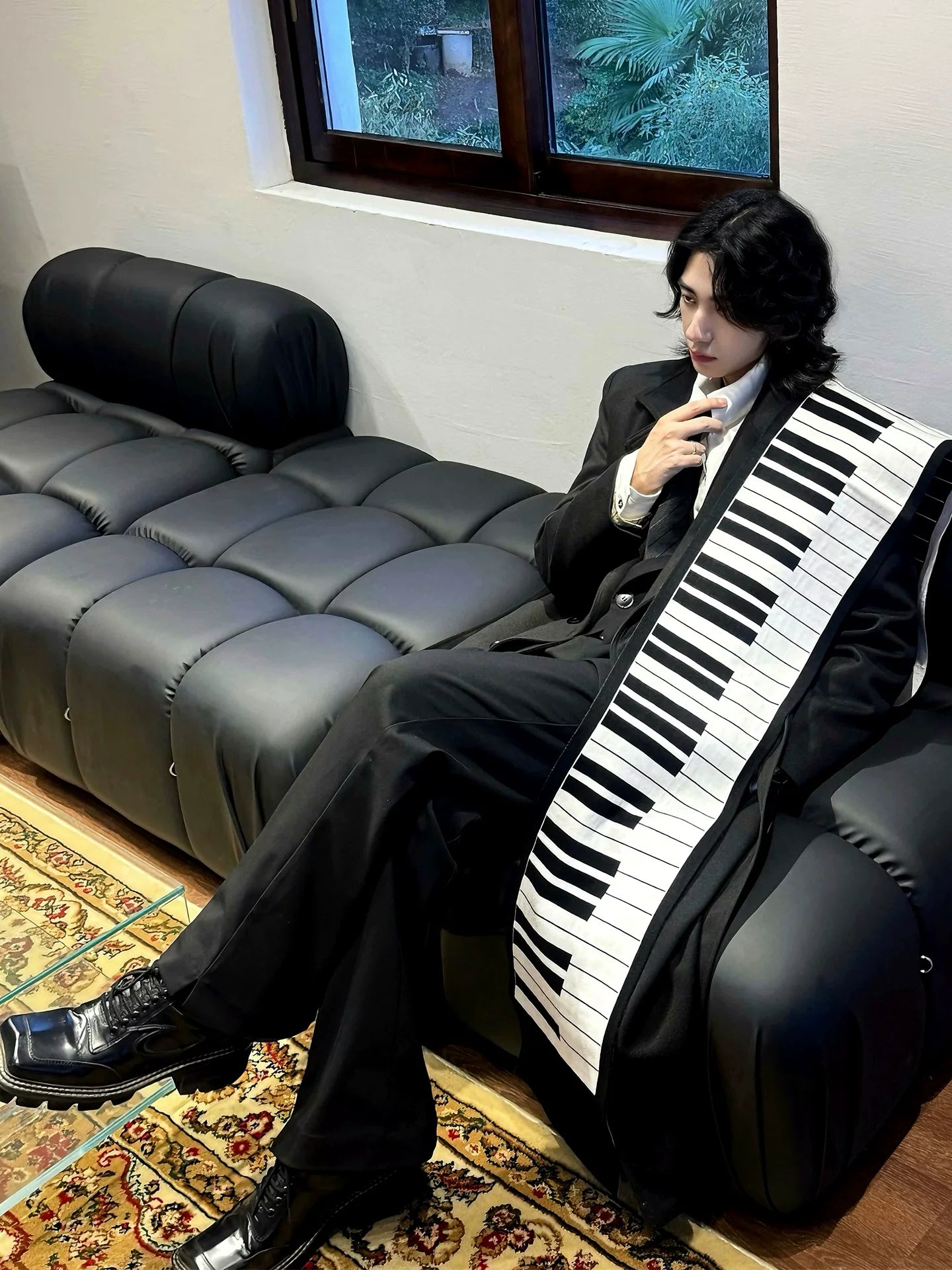 BALITONE "Luofu Melody" orijinal dizayn fortepiano yaylığı imitasiya dovşan məxmər jakarlı boyunlu isti şal