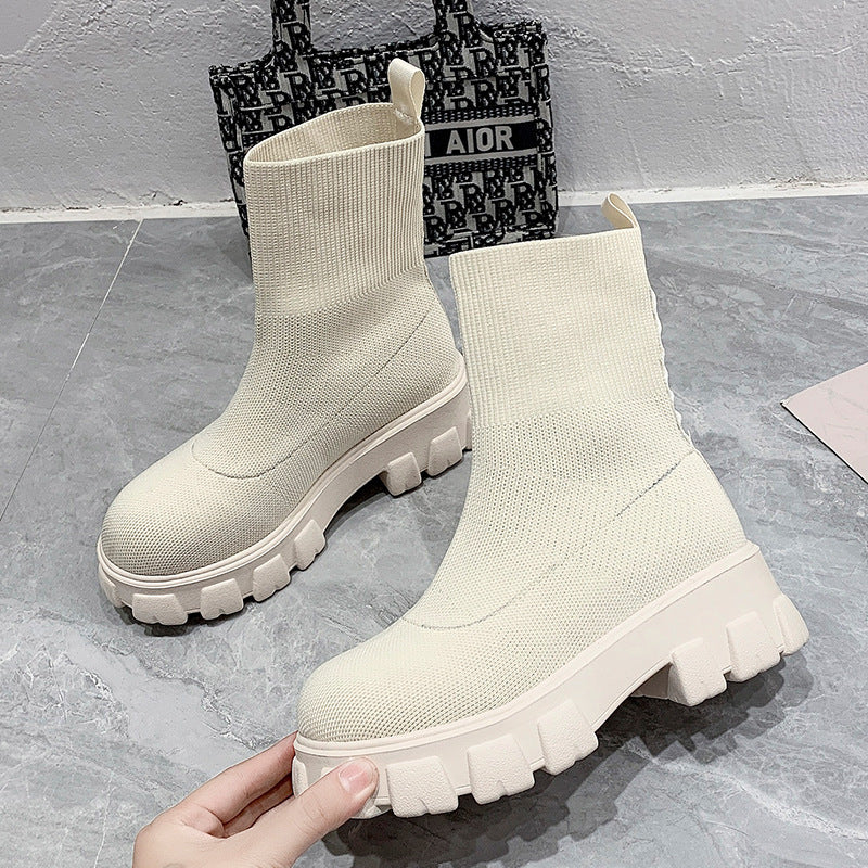 Böyük ölçülü qadın ayaqqabıları idman qısa çəkmələri qadın çəkmələri böyük ölçülü slip-on corablar çəkmələr qadın çəkmələri