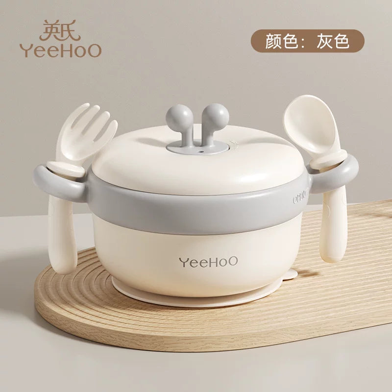 Ying's Körpə Yeməyi Qabı Körpə Su ilə Doldurulmuş İzolyasiyalı Qab Yemək Dəsti Sorma Kuboku Uşaq Süfrə Qabları