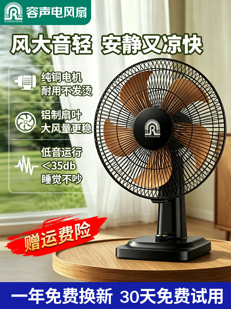Rongsheng elektrik ventilyatoru məişət yüksək küləkli səssiz masaüstü ventilyator ofis masa üstü yataqxana yataq otağı vaxtı döşəmə fanatı