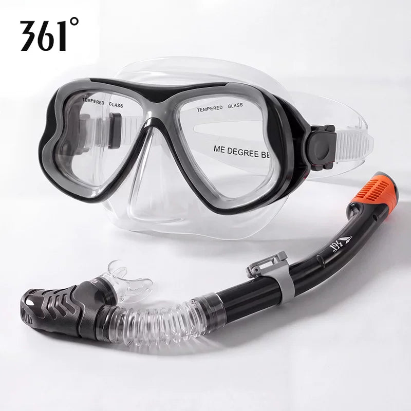 361 dərəcə snorkeling maskası sualtı tam quru dalğıc maskası nəfəs borusu ilə boğulma əleyhinə böyüklər maskası snorkeling avadanlığı