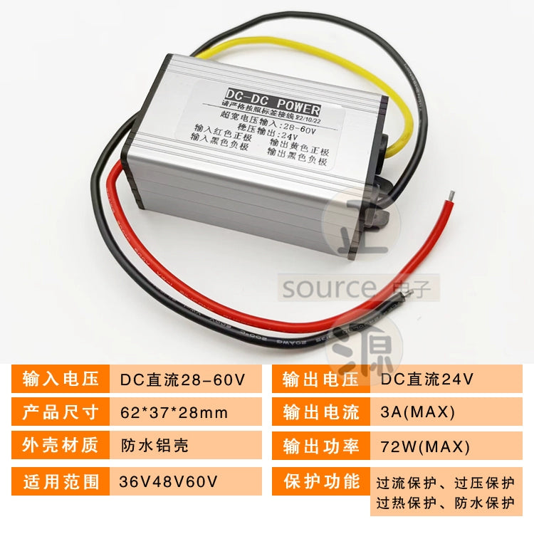 48v36v24v-dən gərginlik tənzimləyicisi 24V avtomobilin DC enerji təchizatı transformatoru 12V gücləndirici 24V gücləndirici modul