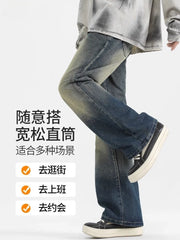 WASSUP TIGER bootcut kişi yaz və payız Amerika vibe retro düz təsadüfi alovlu şalvar