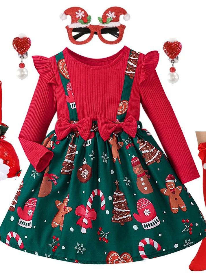 Yeni Uşaq Milad Donu Qızlar Geyimləri Payız Qış Şirin Kaliforniya