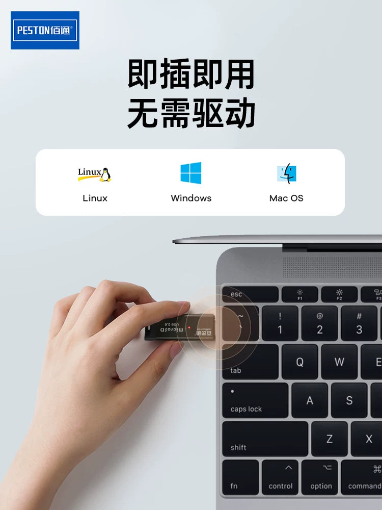 Baitong Alüminium Alaşımlı Metal Mini Micro SD Yüksək Sürətli TF Kart Yaddaş Kartı Universal Mobil Telefon Kompüter Kart Oxucusu Topdansatışı