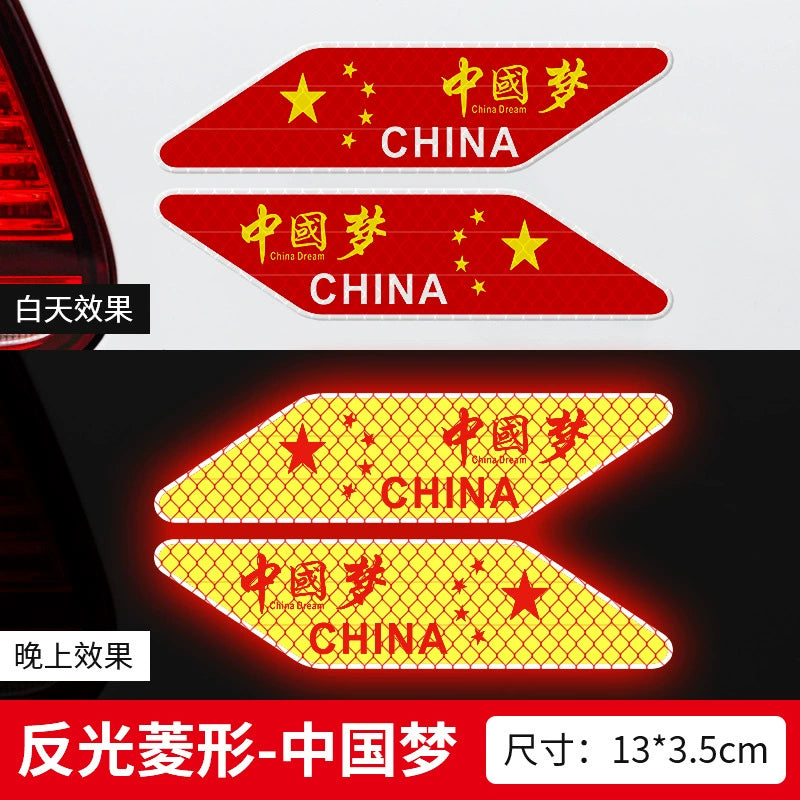 Maqnit Emiş Yansıtıcı Avtomobil Etiketi Beş Ulduzlu Qırmızı Bayraq Avtomobil Çin Bamper Etiketləri Güclü Yansıtıcı Arxa Xəbərdarlıq Etiketləri Avtomobil Bədəninin Dekorasiyası