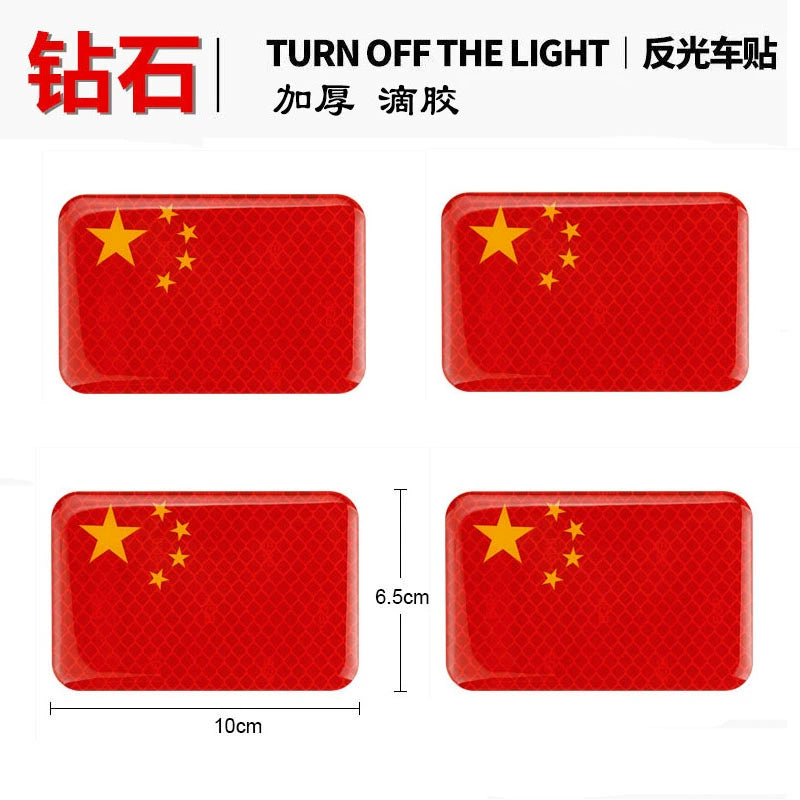 3D Qırmızı Bayraq Bamper Etiketləri Şəxsiyyət Etiketləri Qalınlaşmış Epoksi Yansıtıcı Bayraq Etiketi Suya davamlı Çizilmə Qapağı Qapağı