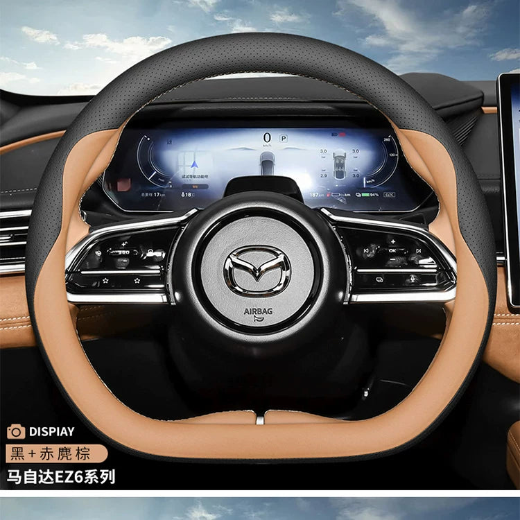 2025 Mazda EZ60/EZ6 Steering Wheel Cover, Genuine Leather, Ultra Thin, Original Color Interior Car Steering Cover, All Season Ventilation