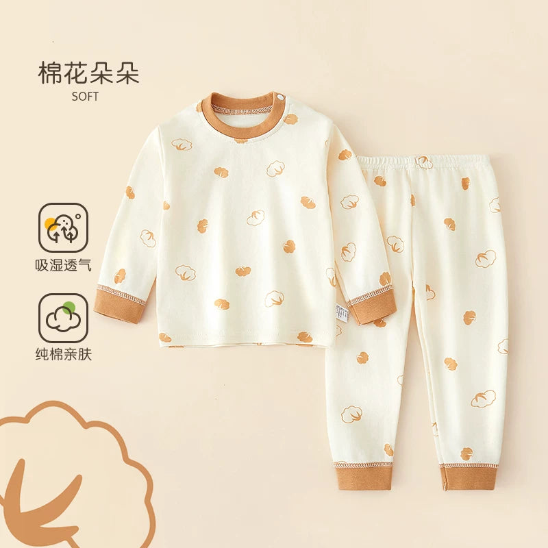 Körpə termal alt paltarı dəsti, təmiz pambıq, alt paltarı, qarın qoruyucusu, payız geyimləri, oğlan və qızlar üçün uzunqol pijamalar, uşaq ev geyimləri